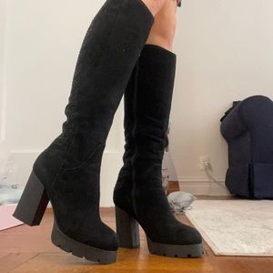 super warm real suede leather heeled boots